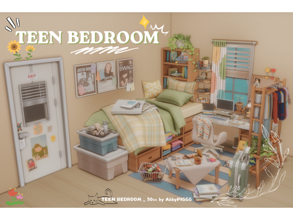 Maxis Match Teen Bedroom _ 50CC by AbbyPIGGG - The Sims 4 Custom Content