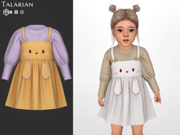 Alpha Scottie Dress With Bunny Detail And Bow Straps by talarian - The Sims 4 Custom Content