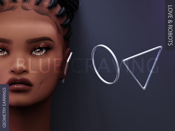 Alpha Blue Craving Geometry Earrings by bluecraving - The Sims 4 Custom Content