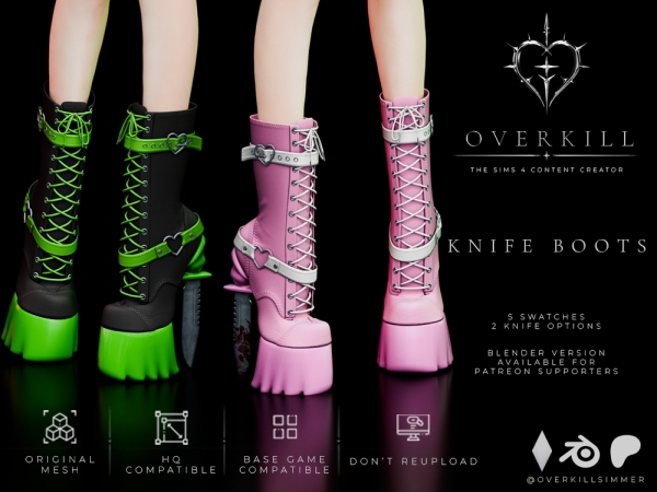 Alpha Knife boots - The Sims 4 Custom Content