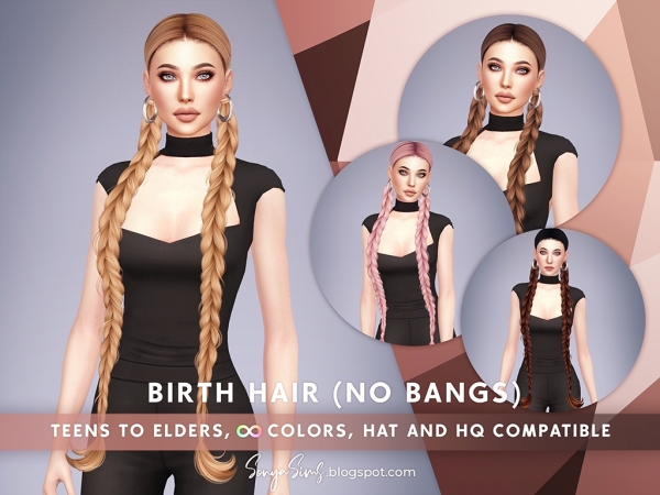 Alpha Birth Hair (No Bangs) - The Sims 4 Custom Content