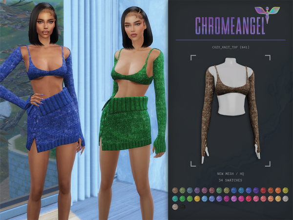 Alpha Cozy Knit Set [N41] Top by chromenagel - The Sims 4 Custom Content