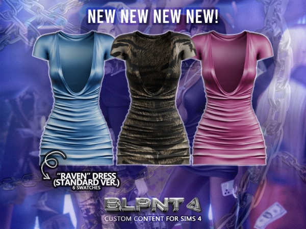 Alpha BLUPRNT RAVEN Dress (Standard Version) - The Sims 4 Custom Content
