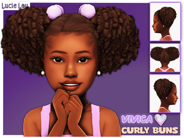 Maxis Match Vivica curly buns by LucieLouSims - The Sims 4 Custom Content