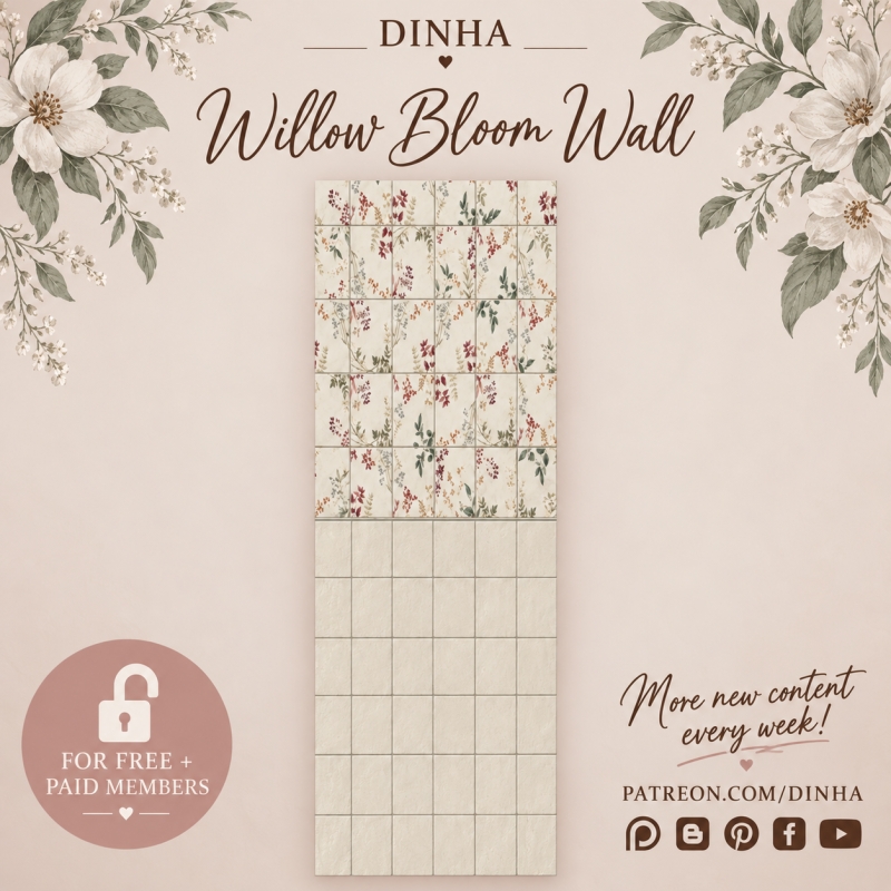 Alpha WILLOW BLOOM WALL FREE DOWNLOAD by dinhagamer - The Sims 4 Custom Content