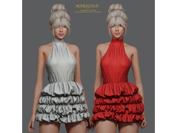 Alpha MARIGOLD TS4_NAURA DRESS - The Sims 4 Custom Content