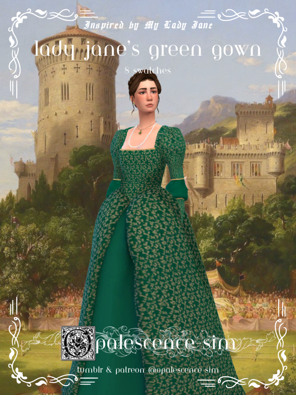 Maxis Match Lady Jane's Green Gown by simsfinds - The Sims 4 Custom Content