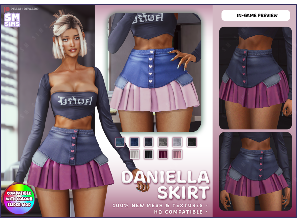 Alpha PEACH Daniella Skirt by SMSims - The Sims 4 Custom Content