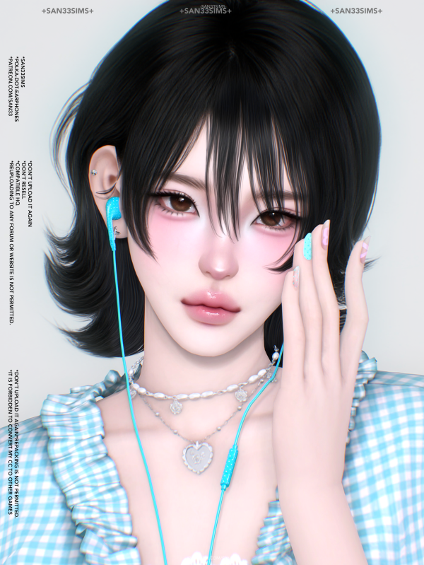 Alpha 333Polka dot Earphones by simsfinds - The Sims 4 Custom Content