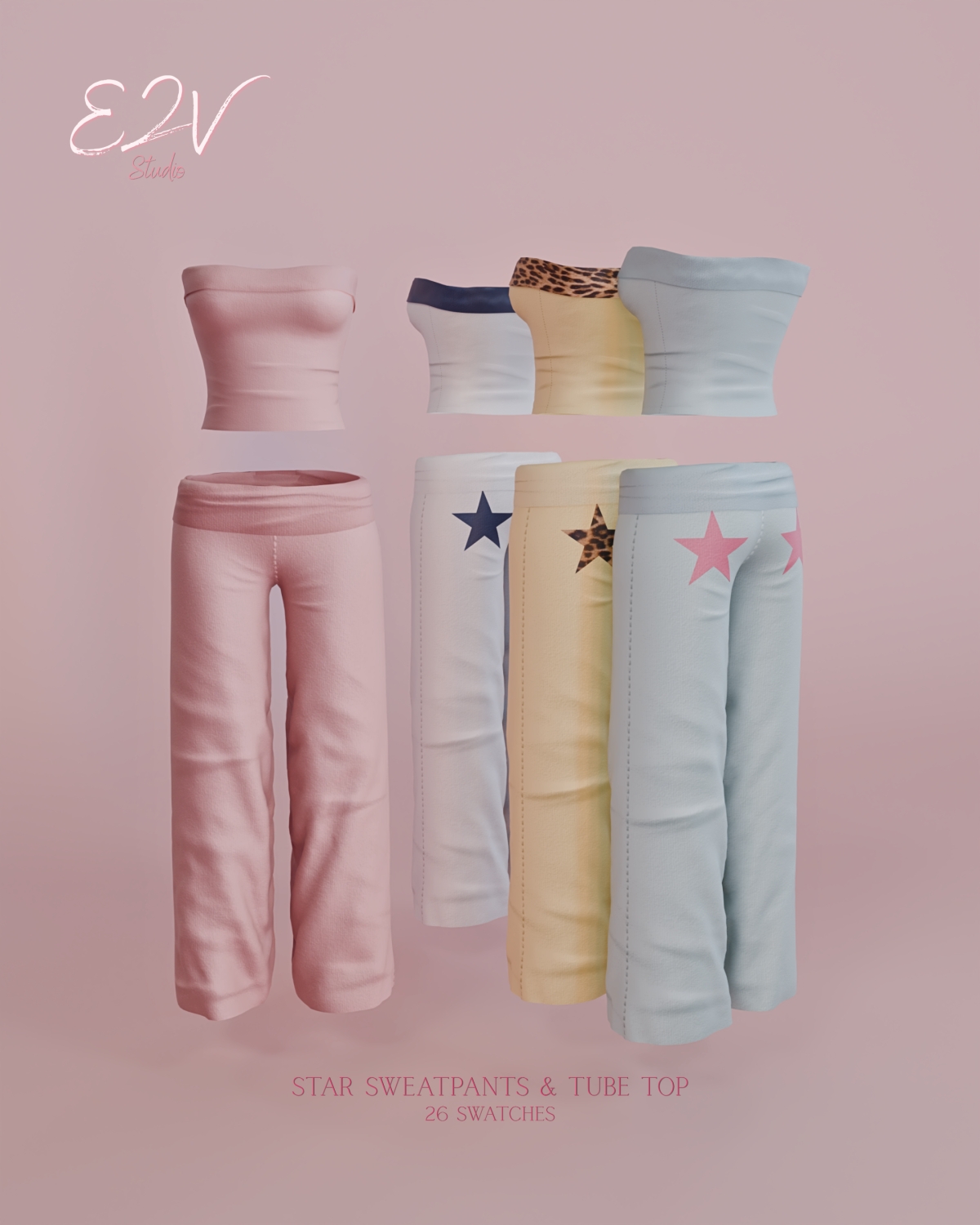 Alpha STAR GIRL SWEATPANT TUBE SET by e2v-studio - The Sims 4 Custom Content