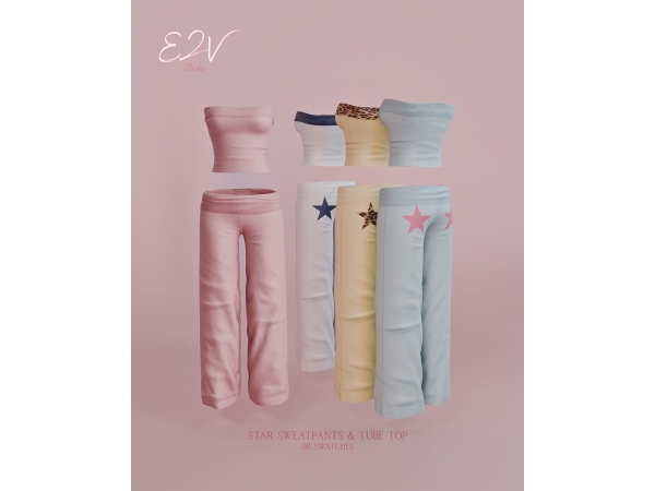 Alpha STAR GIRL SWEATPANT TUBE SET - The Sims 4 Custom Content