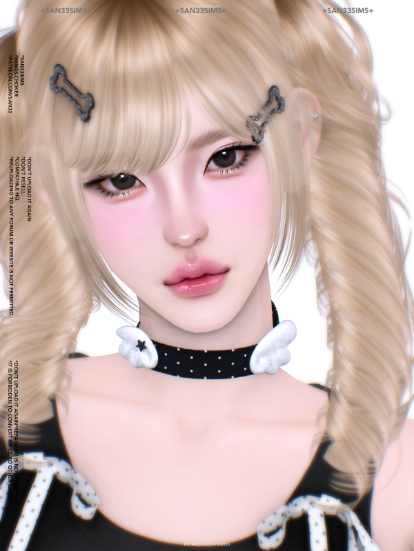 Alpha 333Wings Choker by simsfinds - The Sims 4 Custom Content