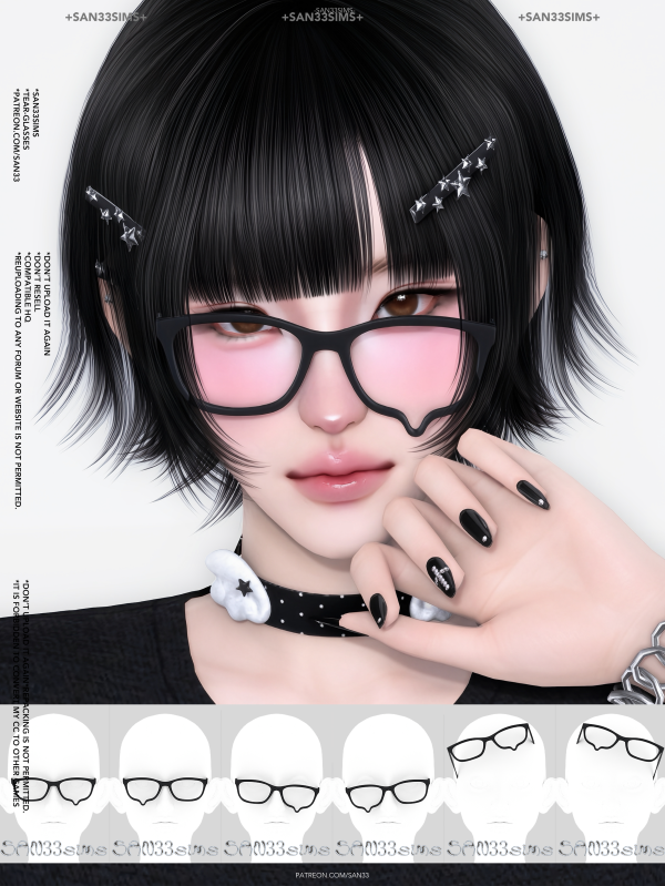Alpha 333Tear Glasses by simsfinds - The Sims 4 Custom Content
