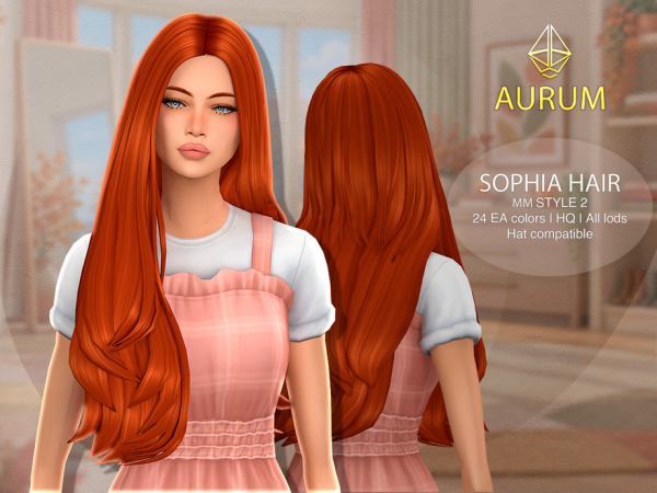 Maxis Match Aurum Sophia Hair Style 2 - The Sims 4 Custom Content