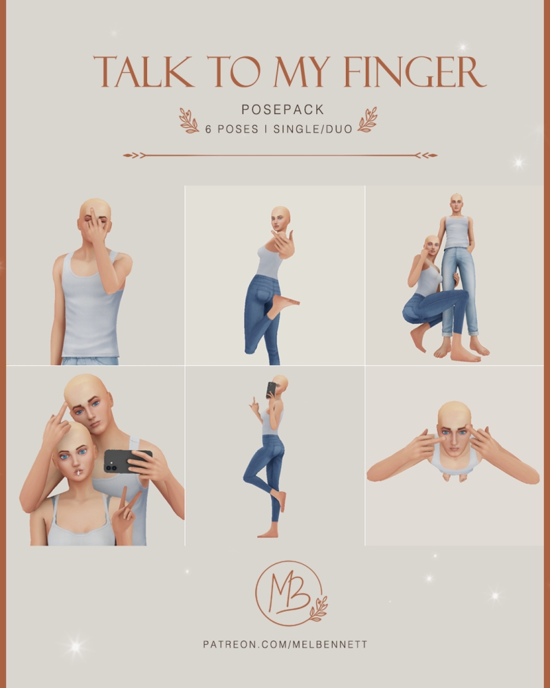 Mix Talk to My Finger Posepack Collab with Simsation by melbennett - The Sims 4 Custom Content