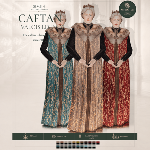 Mix Historical Medieval Queen Caftan by simsfinds - The Sims 4 Custom Content