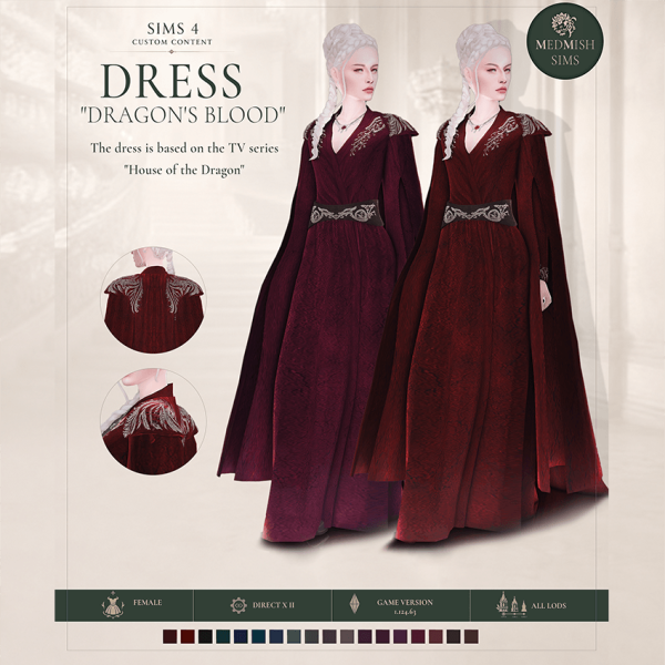 Mix Medieval House of the Dragon Dress by simsfinds - The Sims 4 Custom Content