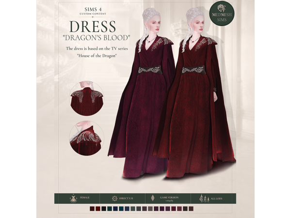 Mix Medieval House of the Dragon Dress by MEDMISH_SIMS - The Sims 4 Custom Content
