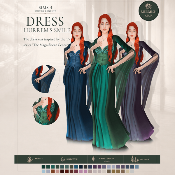 Maxis Match Historical Hurrem Sultan Dress by simsfinds - The Sims 4 Custom Content