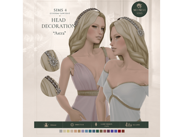 Mix Medieval Tiara Astra Historical Head Accessory by MEDMISH_SIMS - The Sims 4 Custom Content