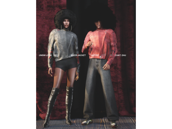 Alpha Chateau Biker Jacket Top UNSW Look 01 - The Sims 4 Custom Content