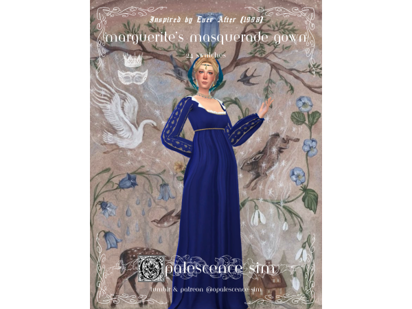 Maxis Match Marguerite's Masquerade Gown by opalescence - The Sims 4 Custom Content