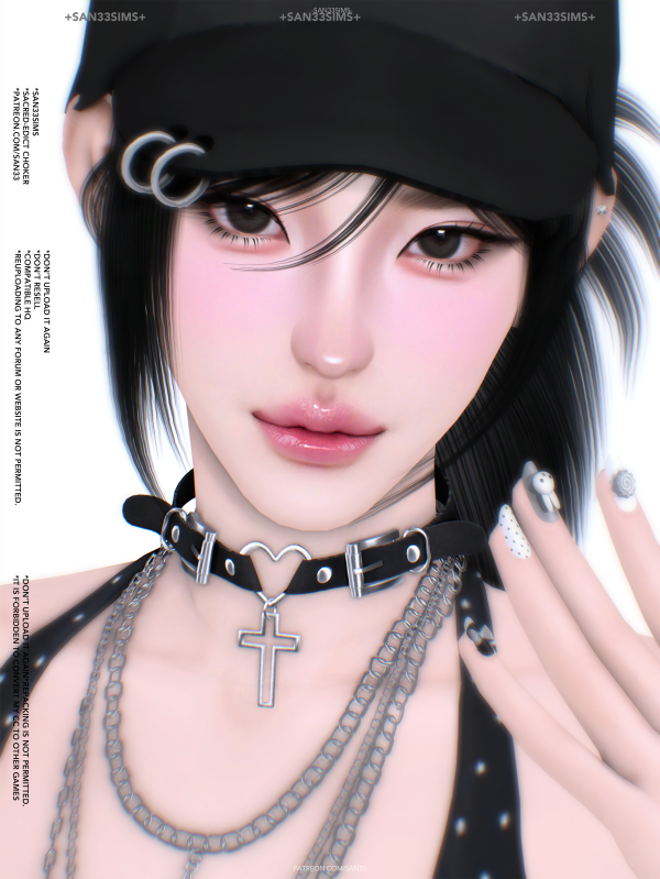 Alpha 333Sacred Edict Choker by simsfinds - The Sims 4 Custom Content
