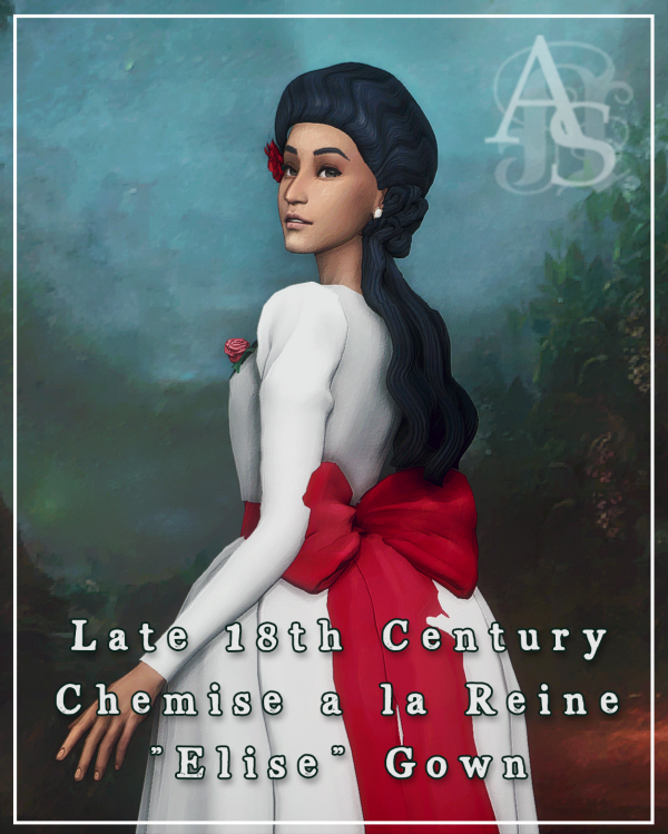 Maxis Match 1780's Chemise a la Reine Elise Gown by simsfinds - The Sims 4 Custom Content