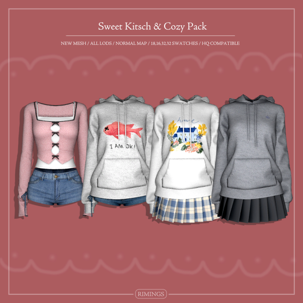Alpha [RIMINGS] Sweet Kitsch Cozy Pack by simsfinds - The Sims 4 Custom Content