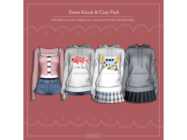 Alpha [RIMINGS] Sweet Kitsch Cozy Pack - The Sims 4 Custom Content