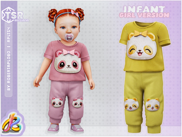 Maxis Match Infant Girl SET Cute Panda Face by RobertaPLobo - The Sims 4 Custom Content