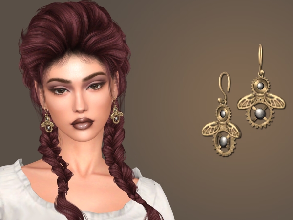 Alpha Nemo Steampunk Bee Earrings - The Sims 4 Custom Content