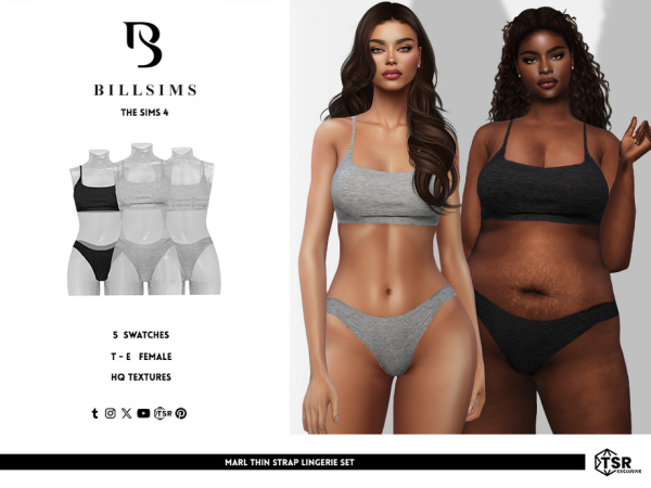 Alpha Marl Thin Strap Lingerie Set by Bill_Sims - The Sims 4 Custom Content