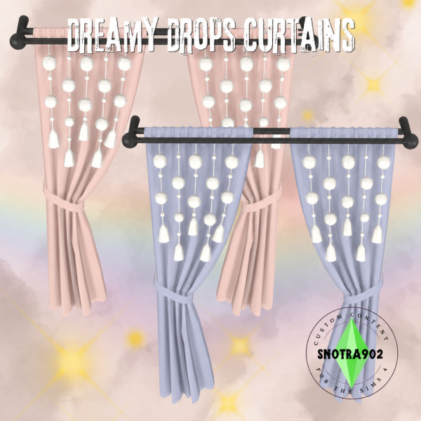 Maxis Match Dreamy Drops Curtains by simsfinds - The Sims 4 Custom Content