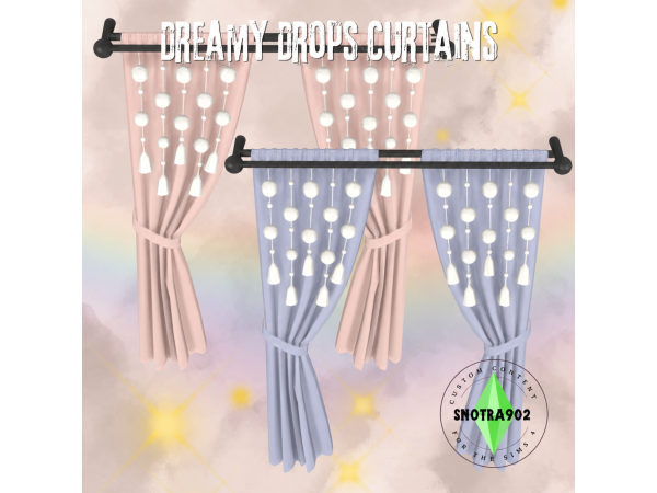 Maxis Match Dreamy Drops Curtains by Snotra902 - The Sims 4 Custom Content