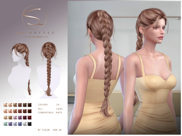 Alpha S CLUB braid ponytail HAIRSTYLE Club by S - The Sims 4 Custom Content