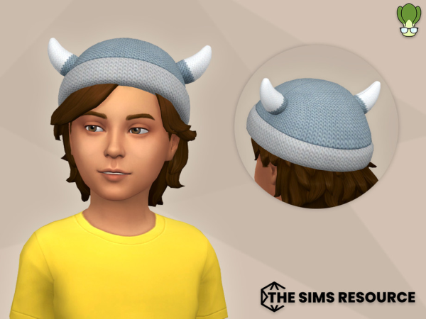 Maxis Match Children Viking Helm Knitted Wool Beanie - The Sims 4 Custom Content