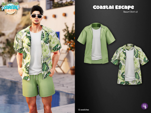 Alpha Coastal Escape Resort Shirt 2 by WisteriaSims - The Sims 4 Custom Content
