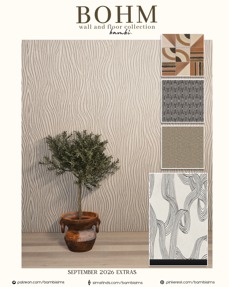 Alpha bohm wall and floormural collection by bambisims - The Sims 4 Custom Content