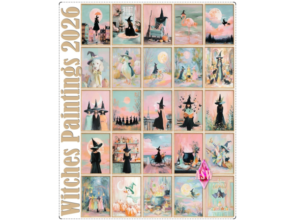 Mix Witches Paintings 2026 by AnnettsSims4Welt - The Sims 4 Custom Content