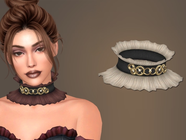 Alpha Nemo Ruffle Choker - The Sims 4 Custom Content