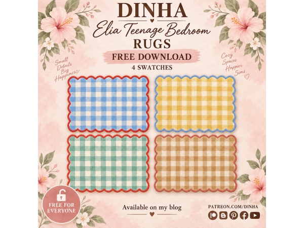 Alpha Elia Teenage Bedroom Rugs - The Sims 4 Custom Content