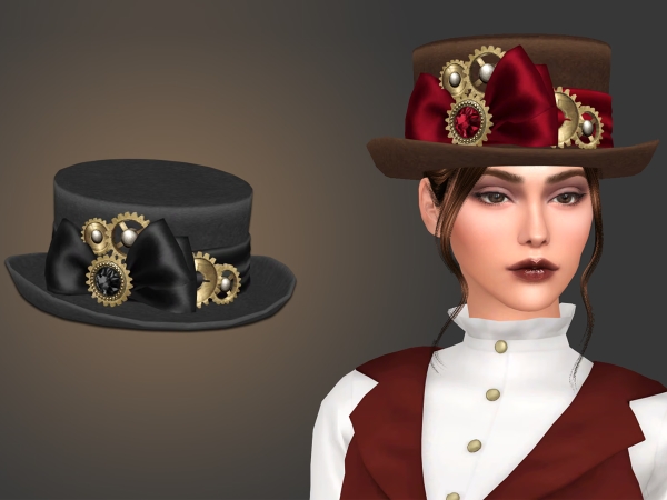 Alpha Steampunk Bow Ladies Hat - The Sims 4 Custom Content