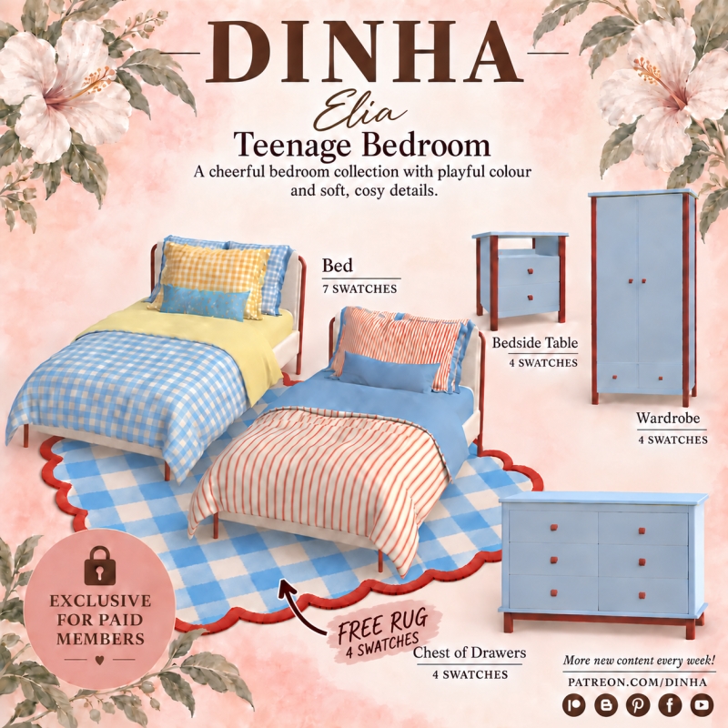 Alpha Elia Teenage Bedroom by dinhagamer - The Sims 4 Custom Content