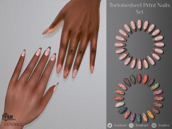Alpha Tortoiseshell Print Nails - The Sims 4 Custom Content