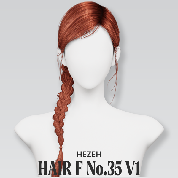 Alpha [Hezeh]FHair No35 V1 by hezeh - The Sims 4 Custom Content