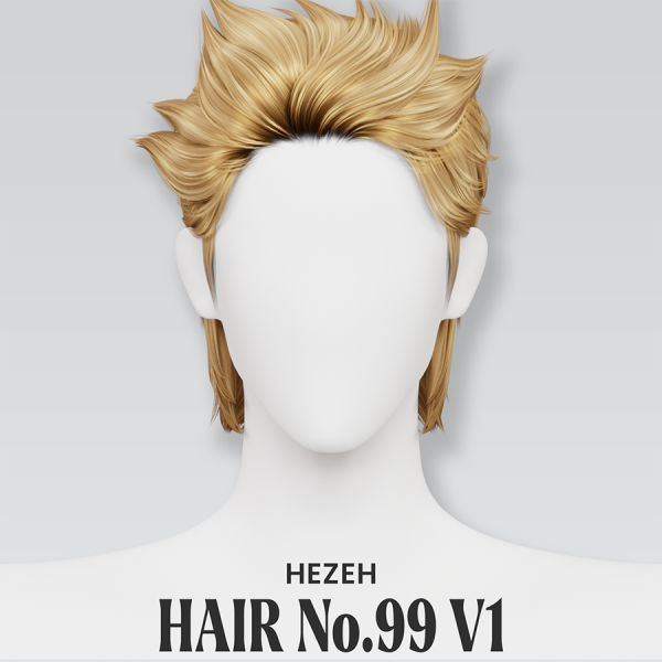 Alpha [Hezeh]Hair No99 V1 by hezeh - The Sims 4 Custom Content