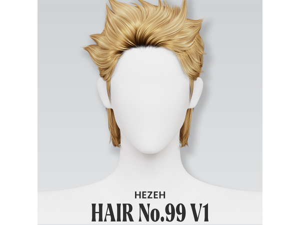Alpha [Hezeh]Hair No99 V1 - The Sims 4 Custom Content