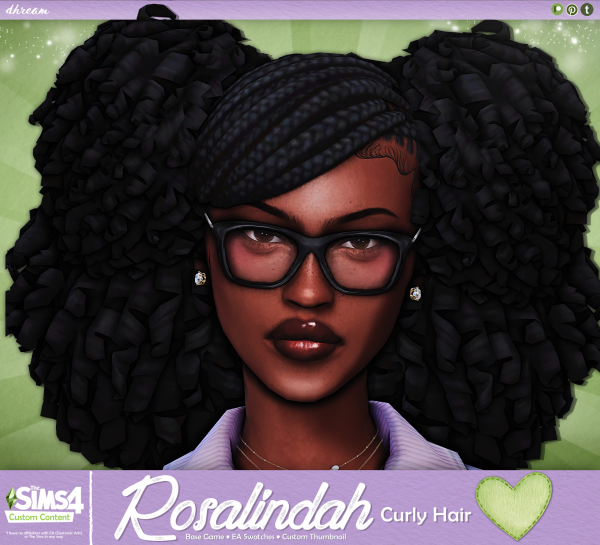 Maxis Match Rosalindah Curly Hair by simsfinds - The Sims 4 Custom Content