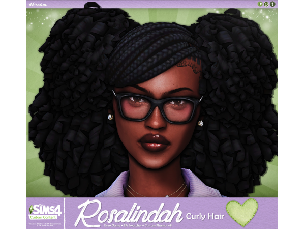 Maxis Match Rosalindah Curly Hair by dhream - The Sims 4 Custom Content